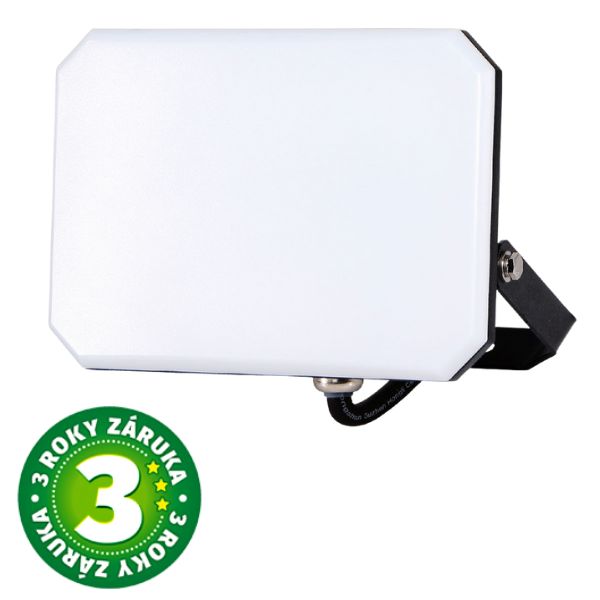 Prémiový bezrámový LED reflektor černý 30W 3600lm, studená barva světla, 3 roky